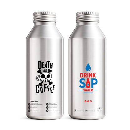 Death Before Coffee Funny Aluminum Water Bottle – 6 Pack