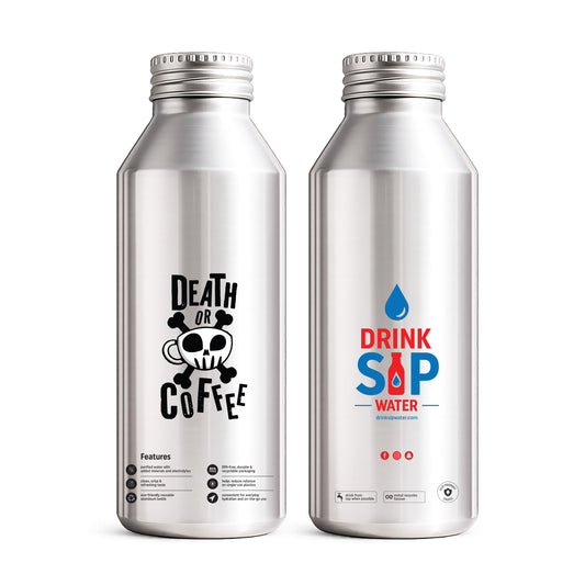Death Before Coffee Funny Aluminum Water Bottle – 6 Pack